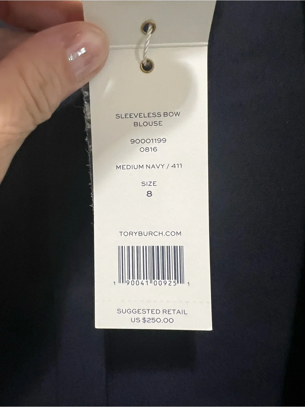Tory Burch Navy Sleeveless Tie-Neck Camisole